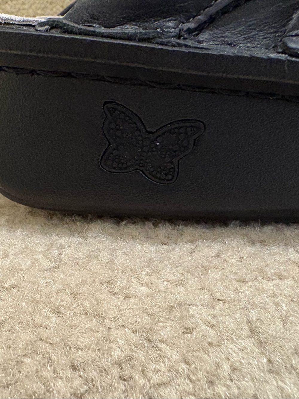 Alegria Women’s Black Leather Slip-On Clogs with Buckle - Picture 6 of 16